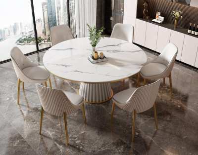 现代大理石餐桌椅组合3D模型下载